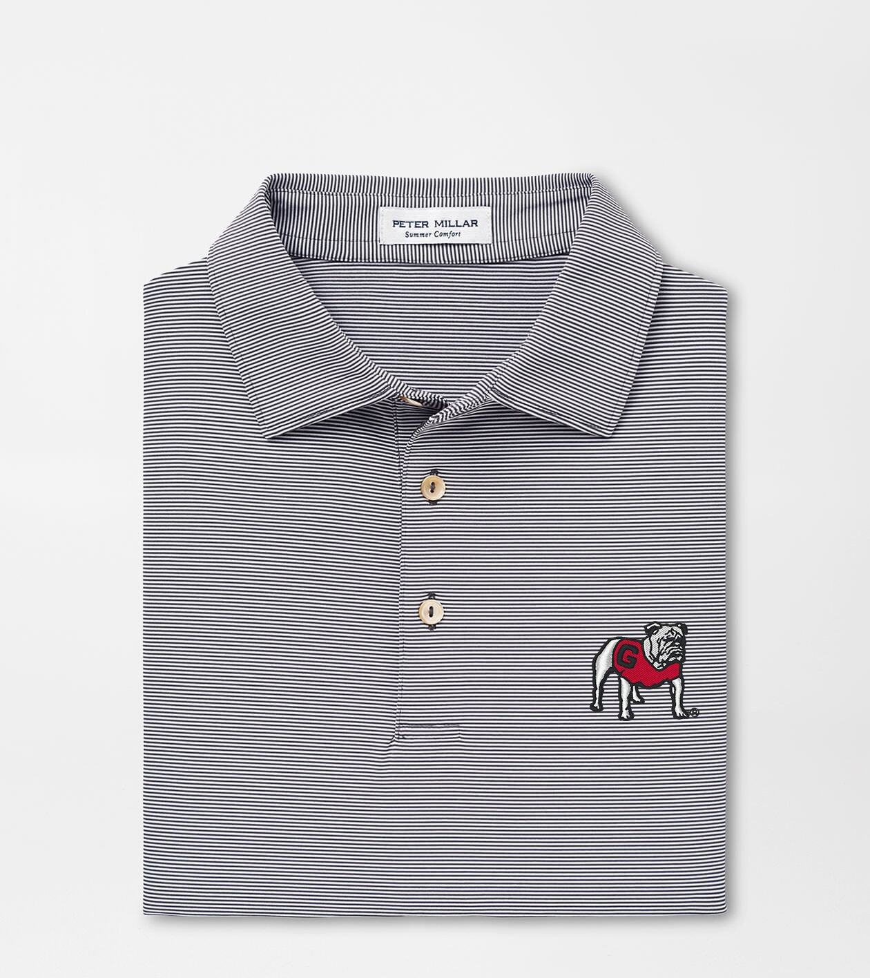 Georgia Standing Bulldog Jubilee Stripe Performance Polo