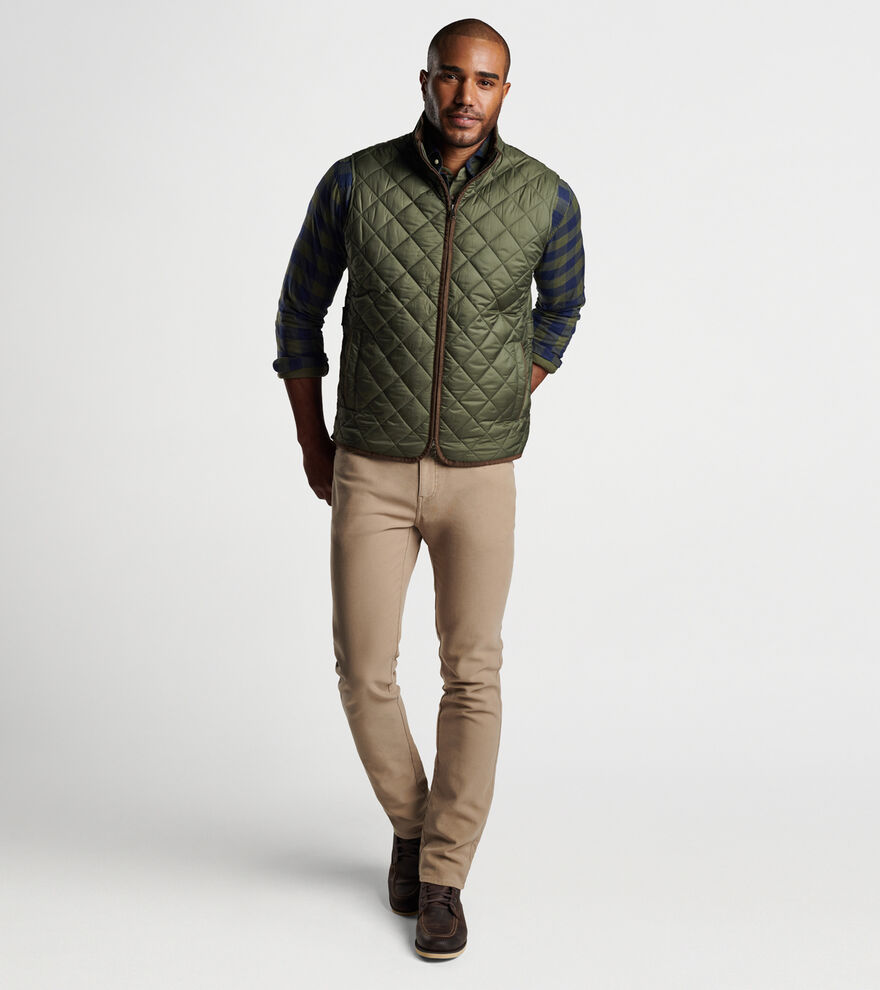 Peter Millar Essex Quilted Wool Travel Vest: Claret