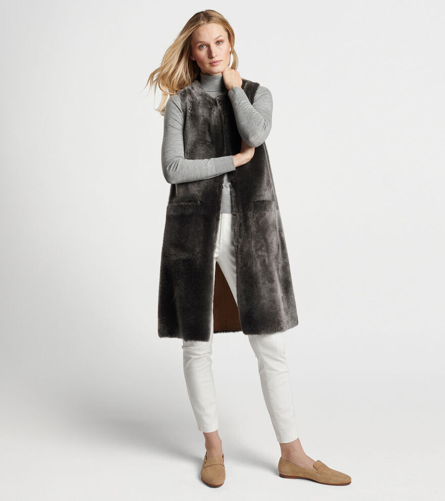 Amelie Reversible Shearling Long Vest image number 5