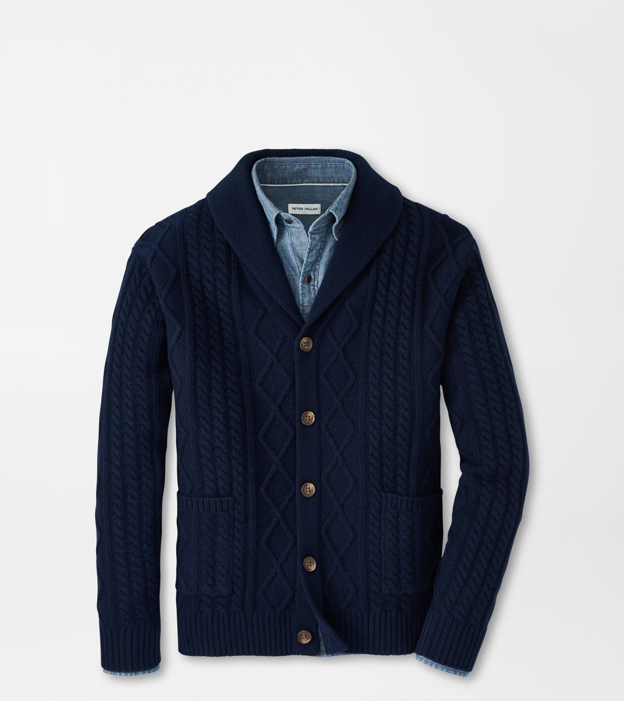 Fisherman's Cable Shawl Collar Cardigan