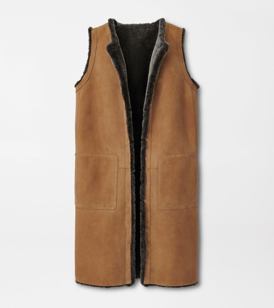 Amelie Reversible Shearling Long Vest image number 2