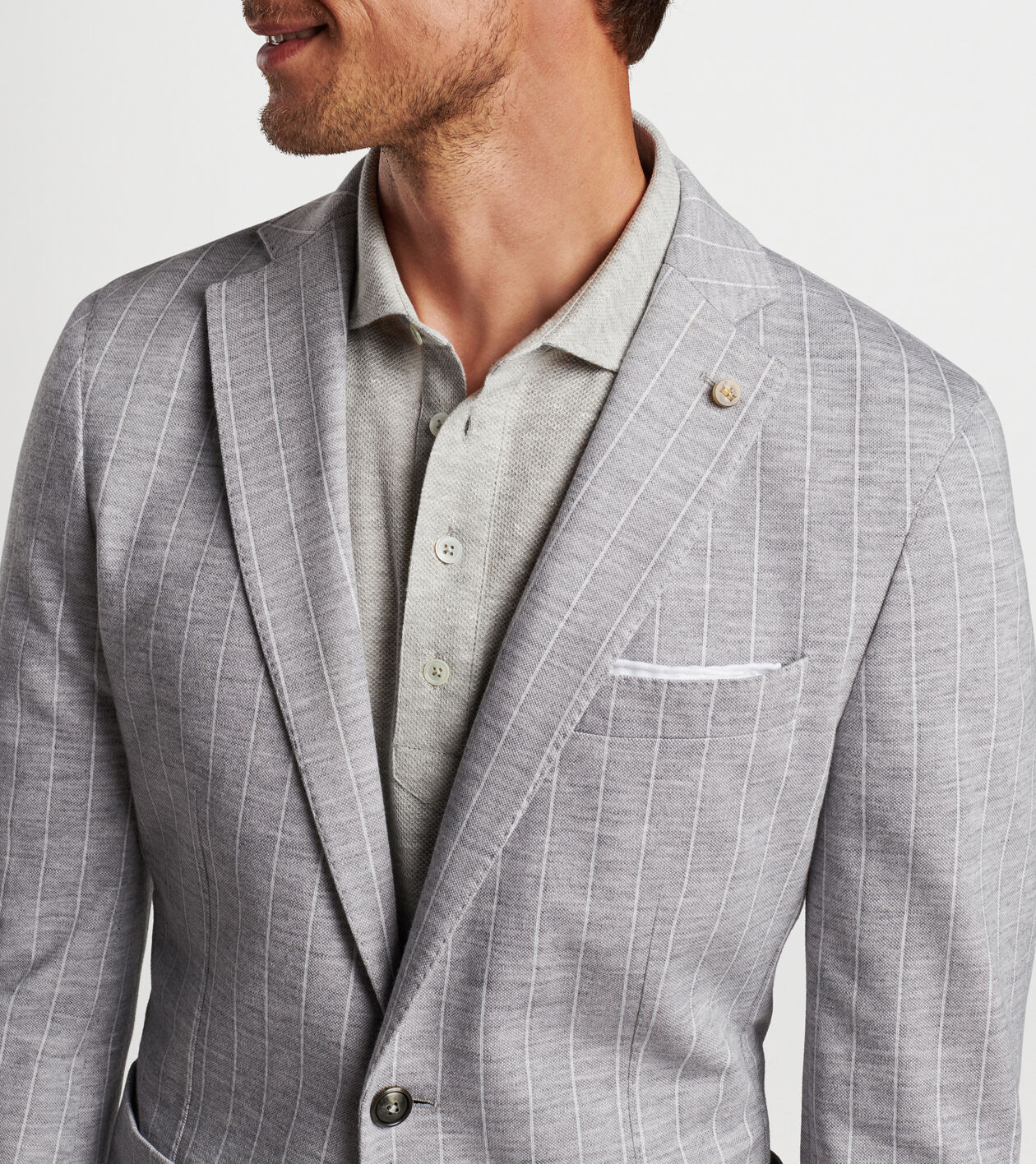 Melton Knit Pinstripe Soft Jacket