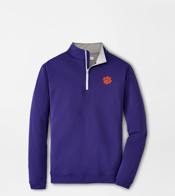 Peter Millar Clemson Paw Jubilee Stripe Performance Polo: Orange