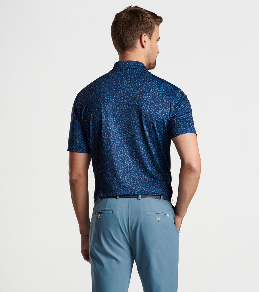 PETER MILLAR Badlands Bluff Performance Jersey Polo in Navy