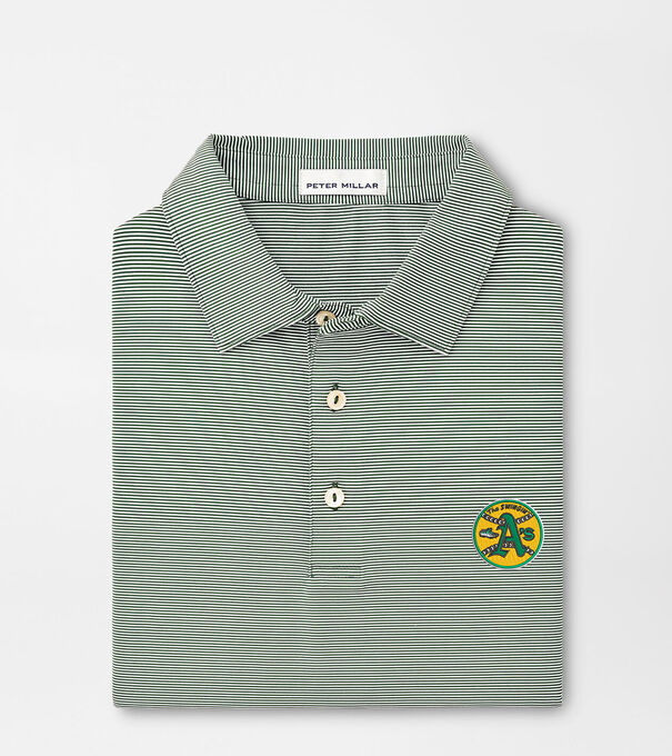 Cooperstown Oakland A's Jubilee Stripe Performance Polo