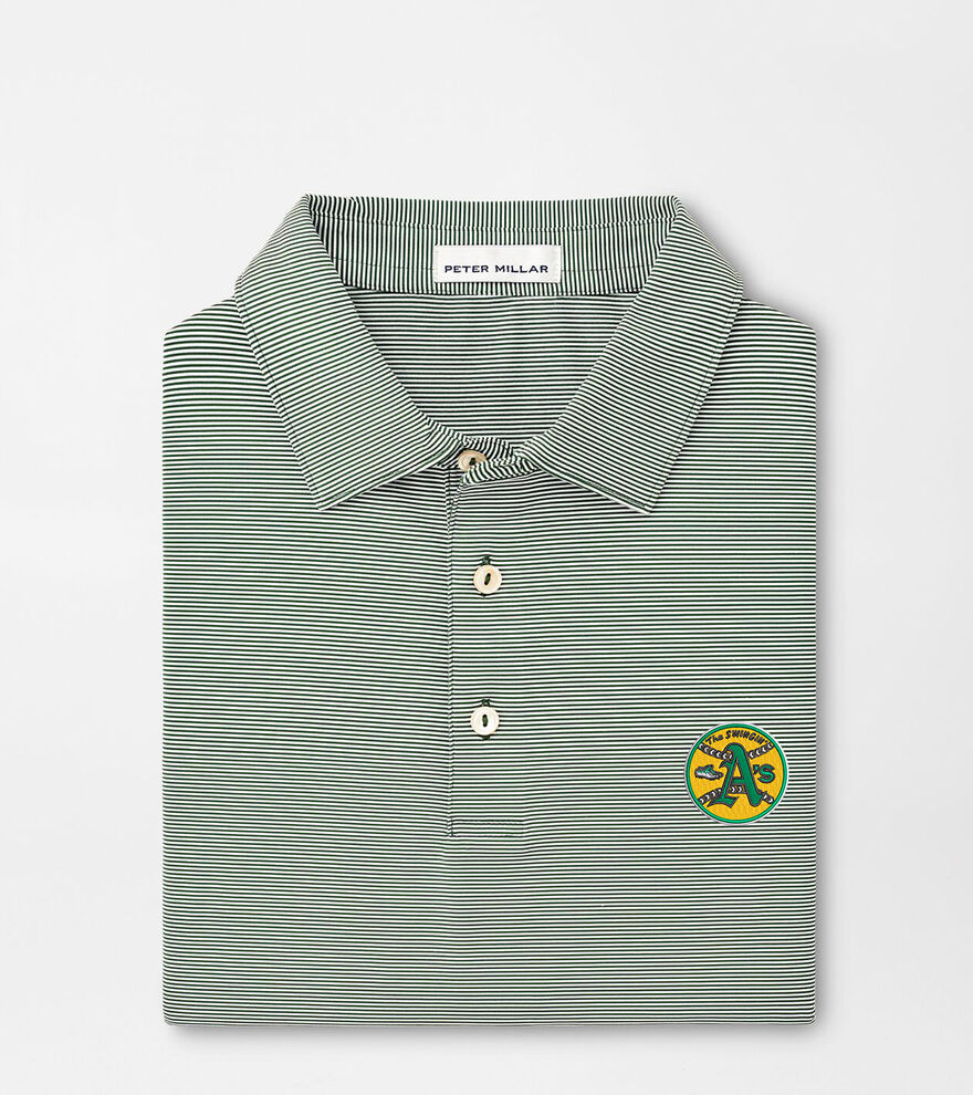 Cooperstown Oakland A's Jubilee Stripe Performance Polo image number 1