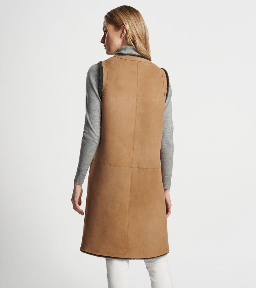 Amelie Reversible Shearling Long Vest image number 3