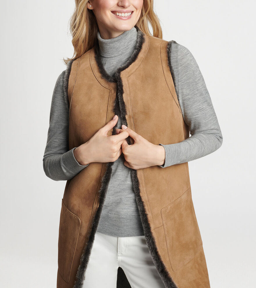 Amelie Reversible Shearling Long Vest image number 6