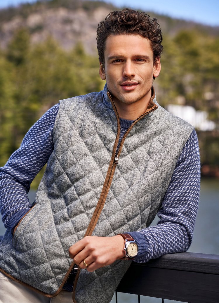 essex quilted wool travel vest