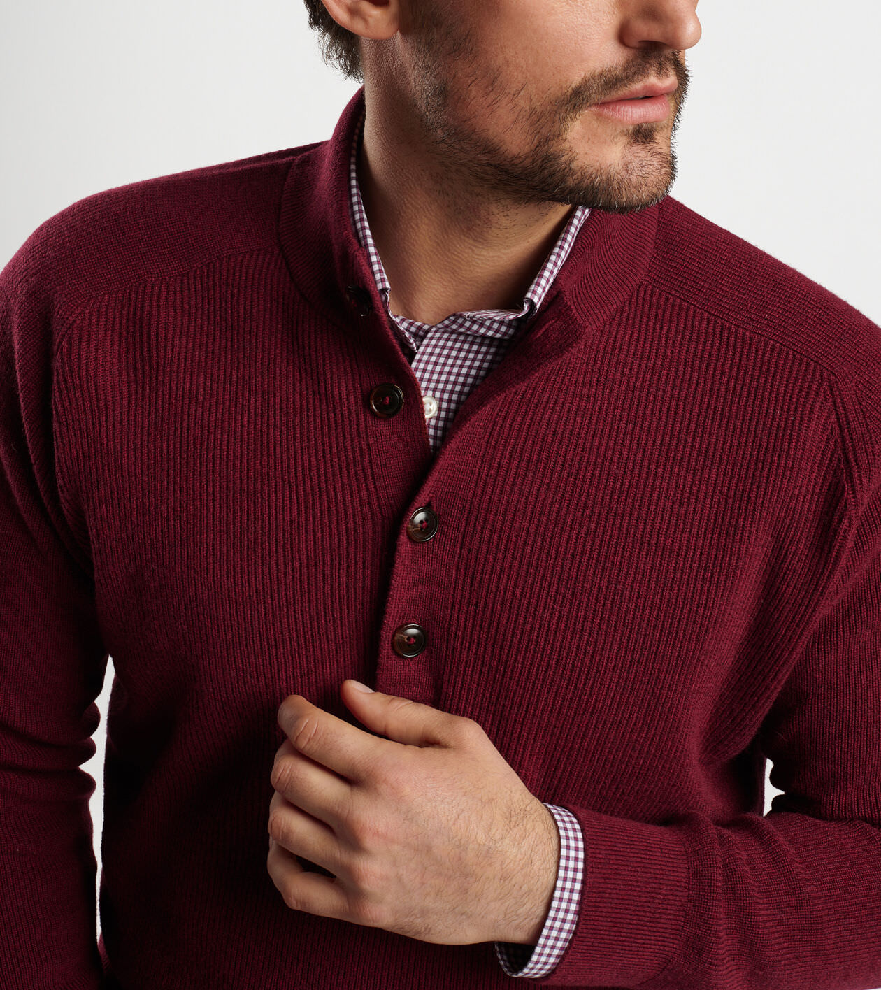 Ruxton Rib Button Mock Sweater