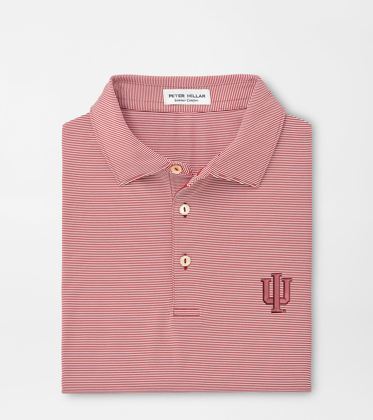 Indiana Hoosiers Peter Millar Jubilee Striped Performance Jersey Polo -  Light Blue