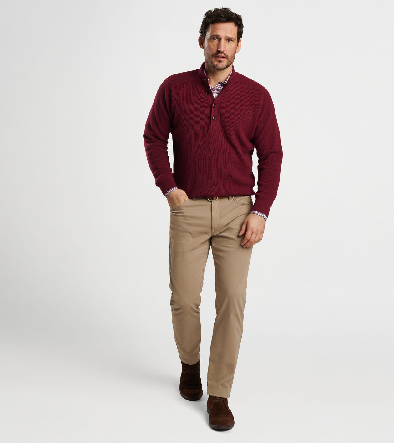 Ruxton Rib Button Mock Sweater