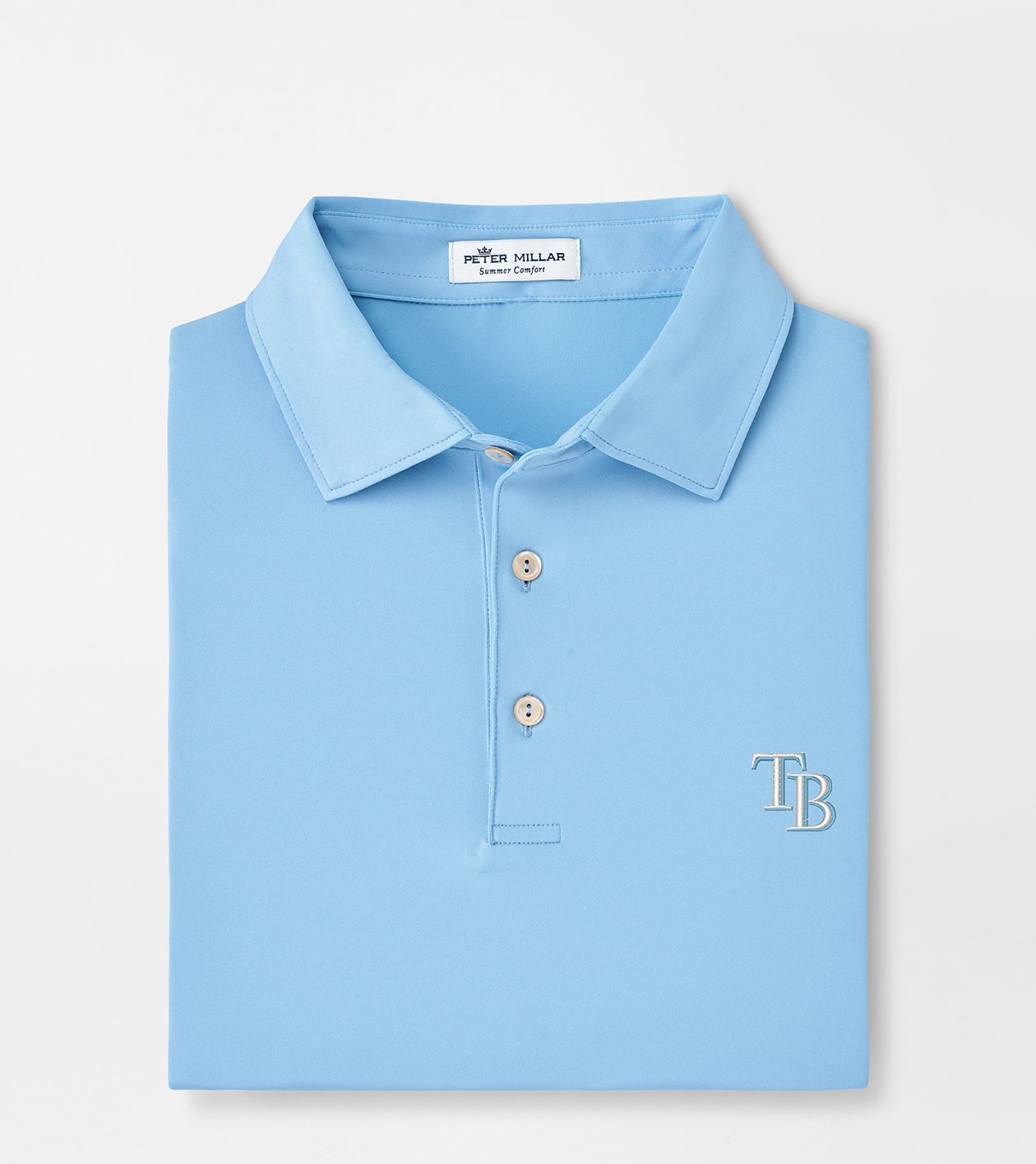 Monogram Motif Stretch Cotton Blend Shirt in Pale Blue - Men