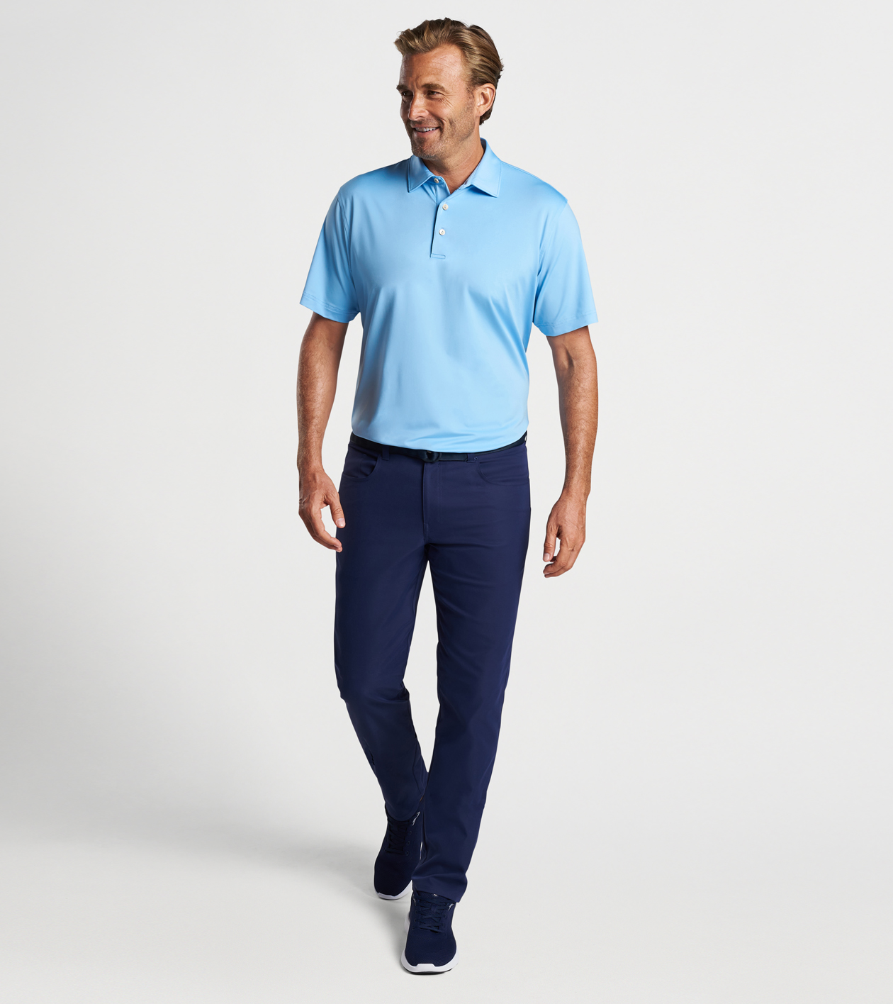 Peter Millar Solid Stretch Jersey Sean Self Collar Polo Shirt - White | Male | Island Trends