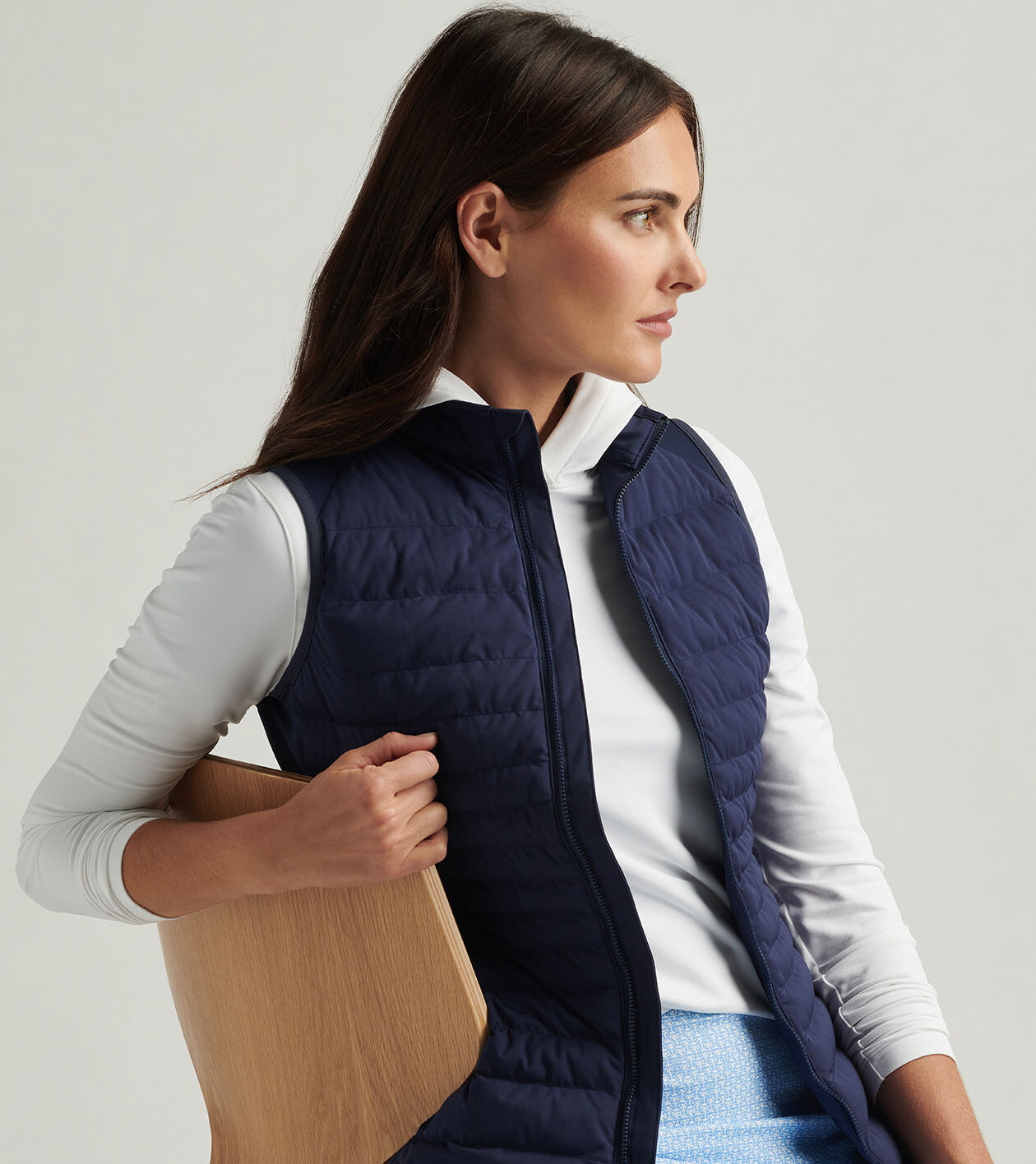 PETER MILLAR - discount HYPERLIGHT FUSE WATER-RESISTANT HYBRID VEST IN BETA BLUE/ NAVY