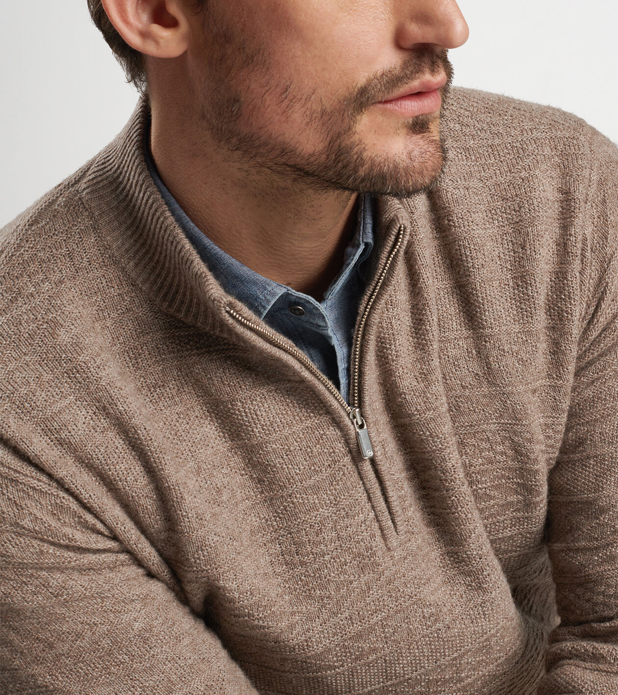 Crescent Texture Quarter-Zip Sweater